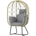 Rattan Garden Egg Chair With Thickened Cushion, Headrest