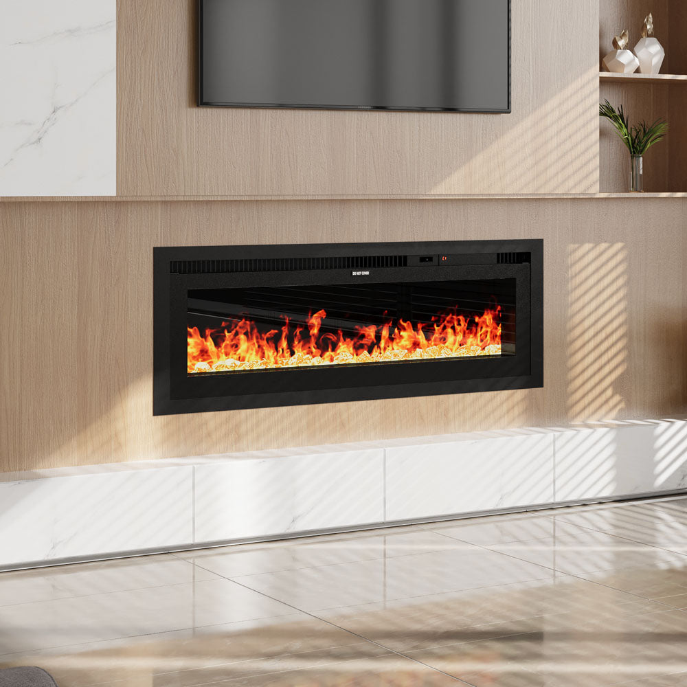 42/50/60 Inch Electrical Fireplace With Remote, 12 Vibrant Flame Colours, Adjustable Heating Modes, And Safety Features | Small