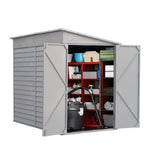 Durable Zinc Steel Metal Garden Shed 4.7×8.86ft – Waterproof Outdoor Storage House For Tools And Garden Equipment, White | White