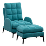Frosted Velvet Armchair With Footstool Set– Adjustable 110°-180° Recline, Cozy Upholstered Chair With Metal Legs, Ergonomic Comfort | Teal