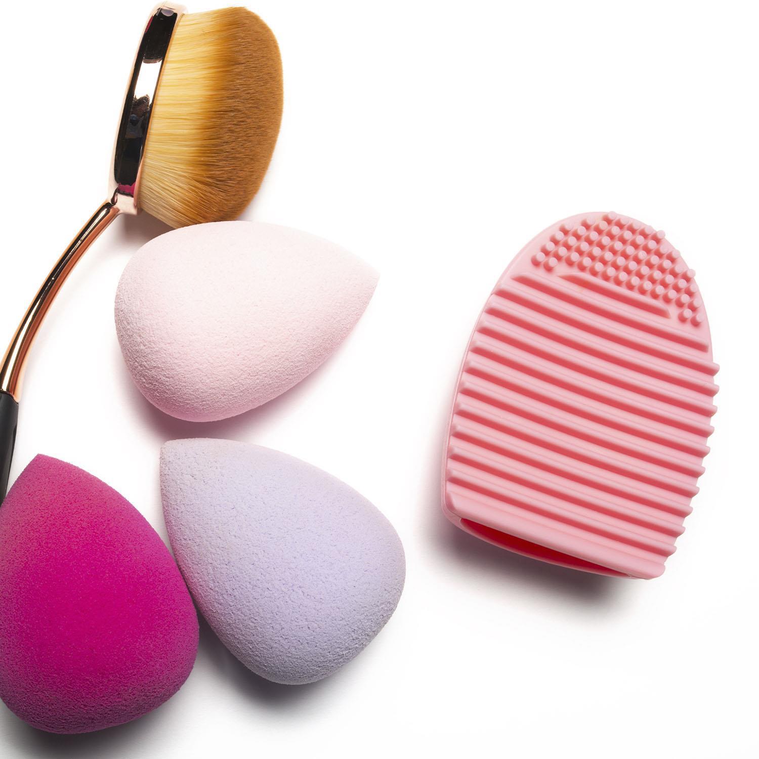 Envie Silicone Egg Makeup Sponge Scrubber Brush Cleaner Pink Purple Reusable Tool