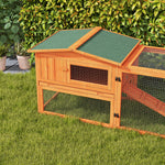 Rabbit Hutch And Run Outdoor W/ Sliding Tray Hay Rack Ramp, 156x58x68cm | Orange