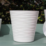 21cm Tedi Flowerpot White With Saucer Attached | Set-of-3 | White