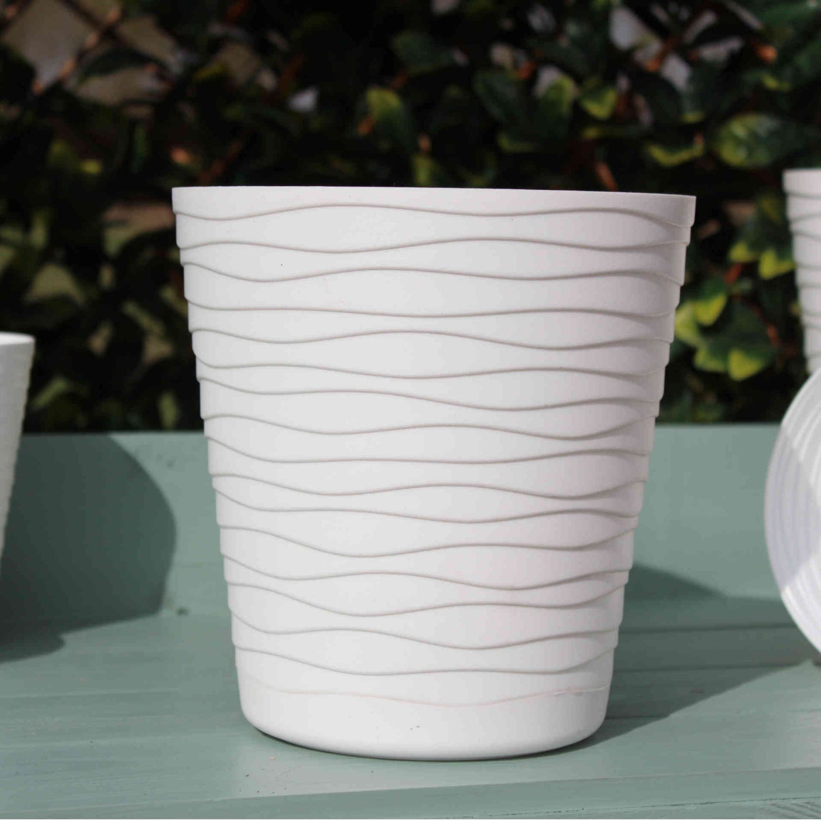 21cm Tedi Flowerpot White With Saucer Attached | Set-of-3 | White