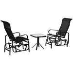 3 Pcs Rocking Chair Gliding Chair Set W/ Table For Patio | Black