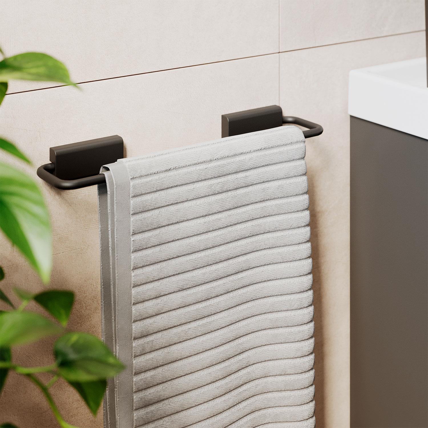 Towel Rail, 30cm, Screw-in Or Self-adhesive, Matt Black, Next Collection