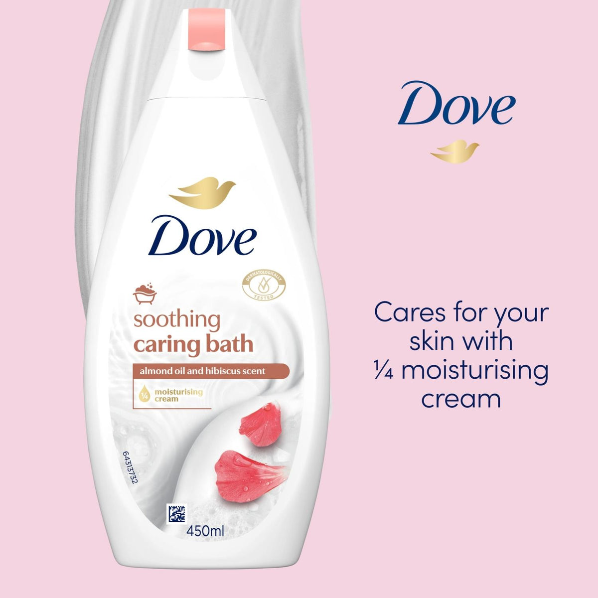 Caring Bath Soak - Almond Cream & Hibiscus, 1/4 Cream, 3 X 450ml
