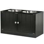 Raised Dog Bowls For Large Dogs Feeding Station W/ Stand, Storage | Black