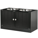 Raised Dog Bowls For Large Dogs Feeding Station W/ Stand, Storage | Black