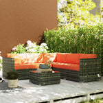 4 Pcs Rattan Outdoor Set Furniture With Sofa Loveseat Table | Orange