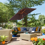 2x1.5m Wooden Patio Umbrella Parasol | Brown
