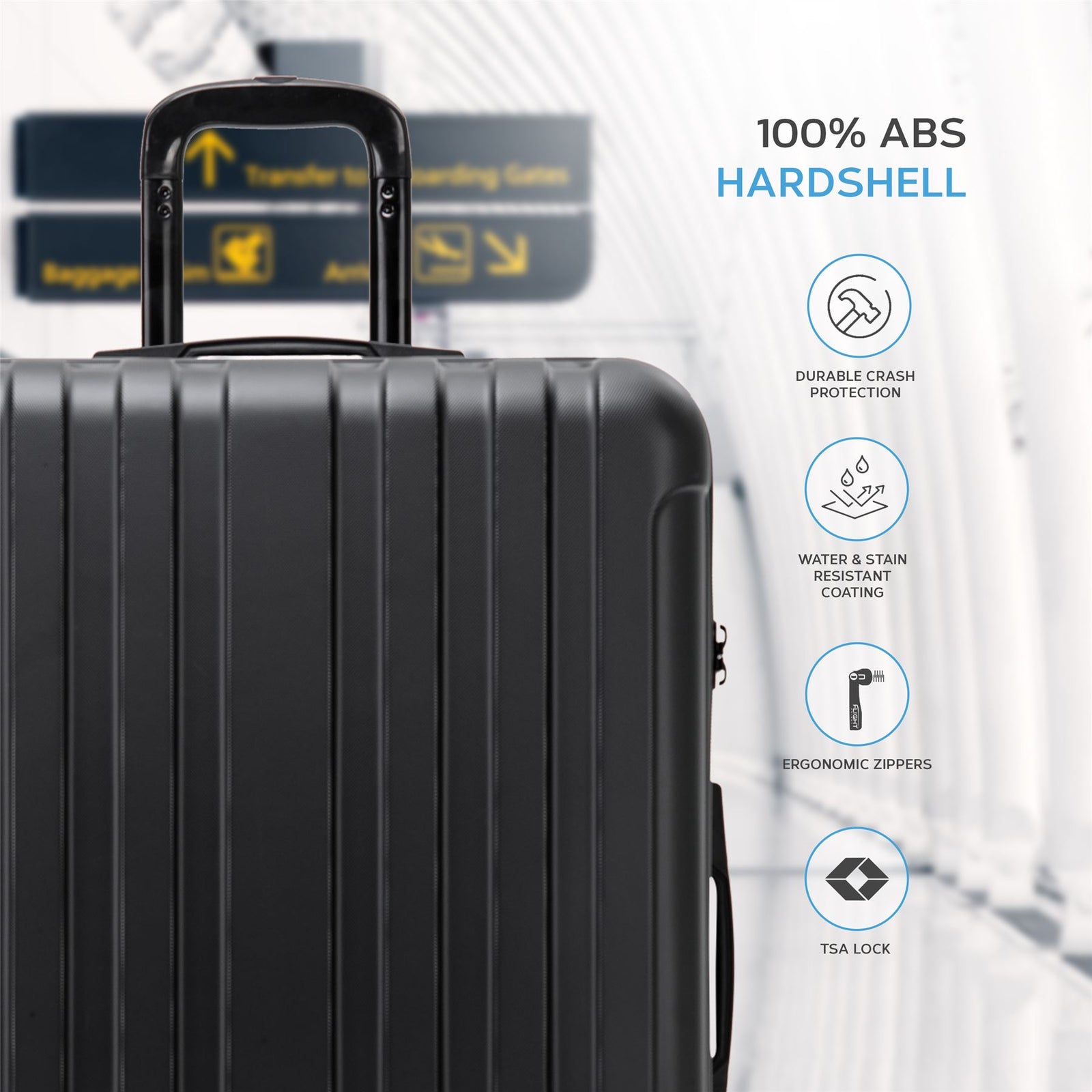 Large 30" Hard Shell Check In Suitcase 8 Spinner Wheels Hold Luggage | Large | Black