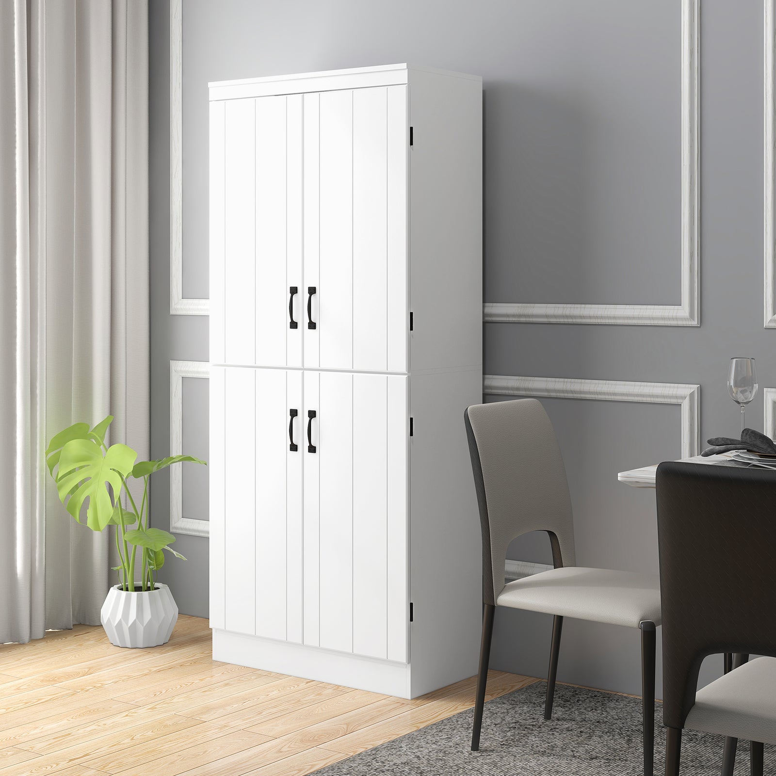 Freestanding Cupboard With 6 Tier Shelves