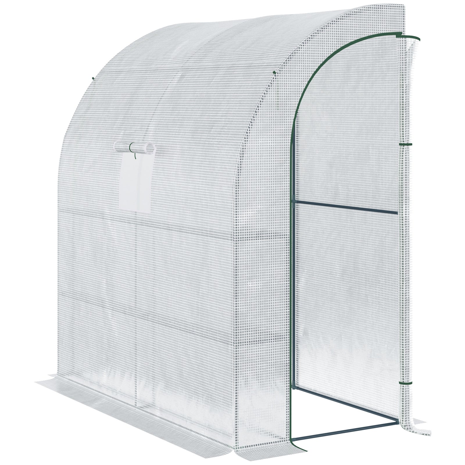 Walk-in Lean-to Greenhouse With Shelf 200x100x215cm | White