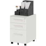Lockable Mobile Filing Cabinet W/ 3 Drawers | Large | White