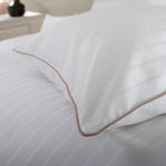 Durrant's Lane 100% Cotton White Duvet Cover Set – 220tc Sateen Stripe With Piped Edge | Double | White
