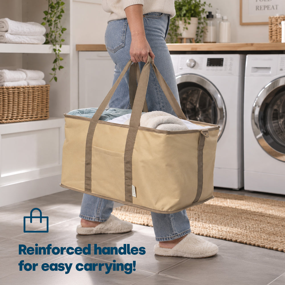 Livivo Collapsible 45l Laundry Basket With Detachable Carrying Strap