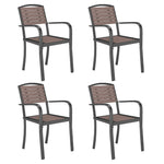 Set Of 4 Garden Dining Armchairs Brown