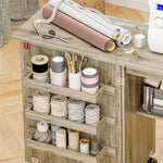 Folding Sewing Table Rolling Craft Table With Drop Leaf Wheels Grey | Grey