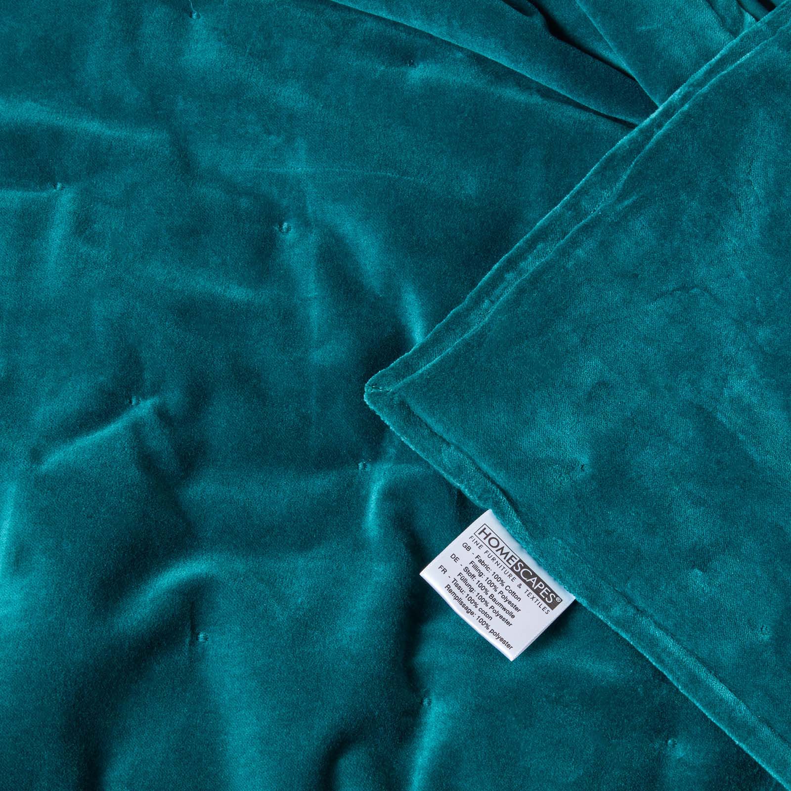 Velvet Cotton Quilted Throw | 125cm x 150cm | Teal Green