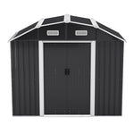 7.72 Ft X 4.3 Ft Outdoor Metal Storage Shed With Double Sliding Doors And Vents - Waterproof Garden Tool Organizer With Foundation And Shelving