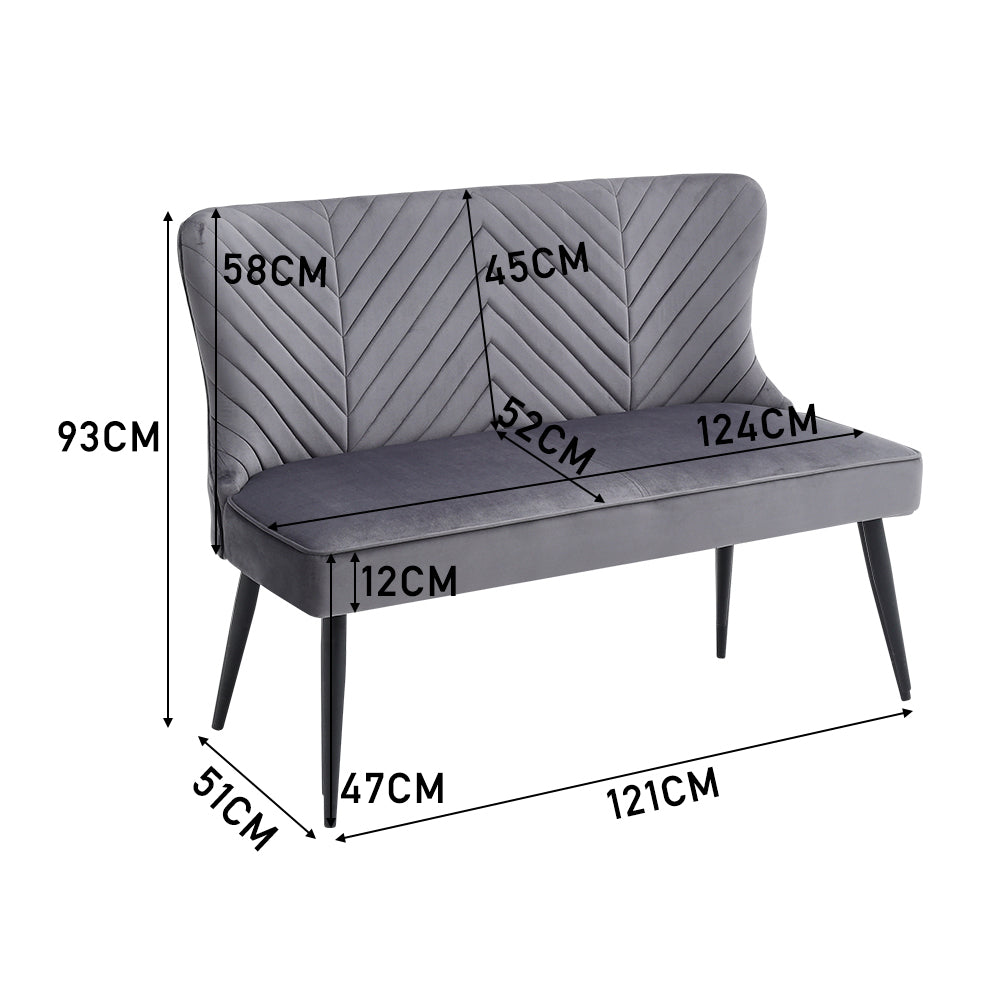 Grey Upholstered Tufted Dining Bench