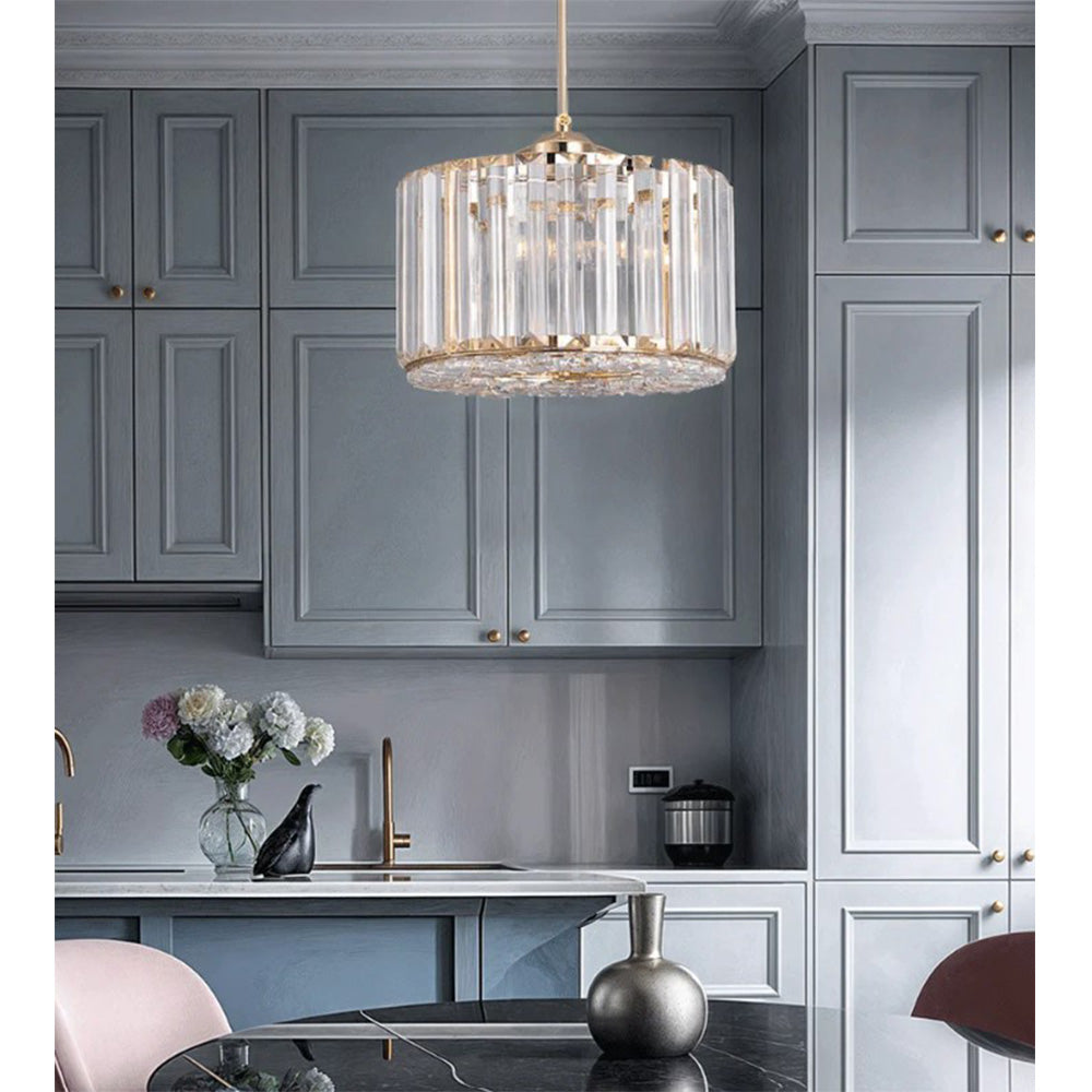 Bath Plus TB+ 1 Way Kitchen Island Glass Pendant Ceiling Light With Crystal Shade