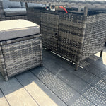 The Croft 8 Seat Corner Gas Firepit Rattan Dining Set | Dark Grey