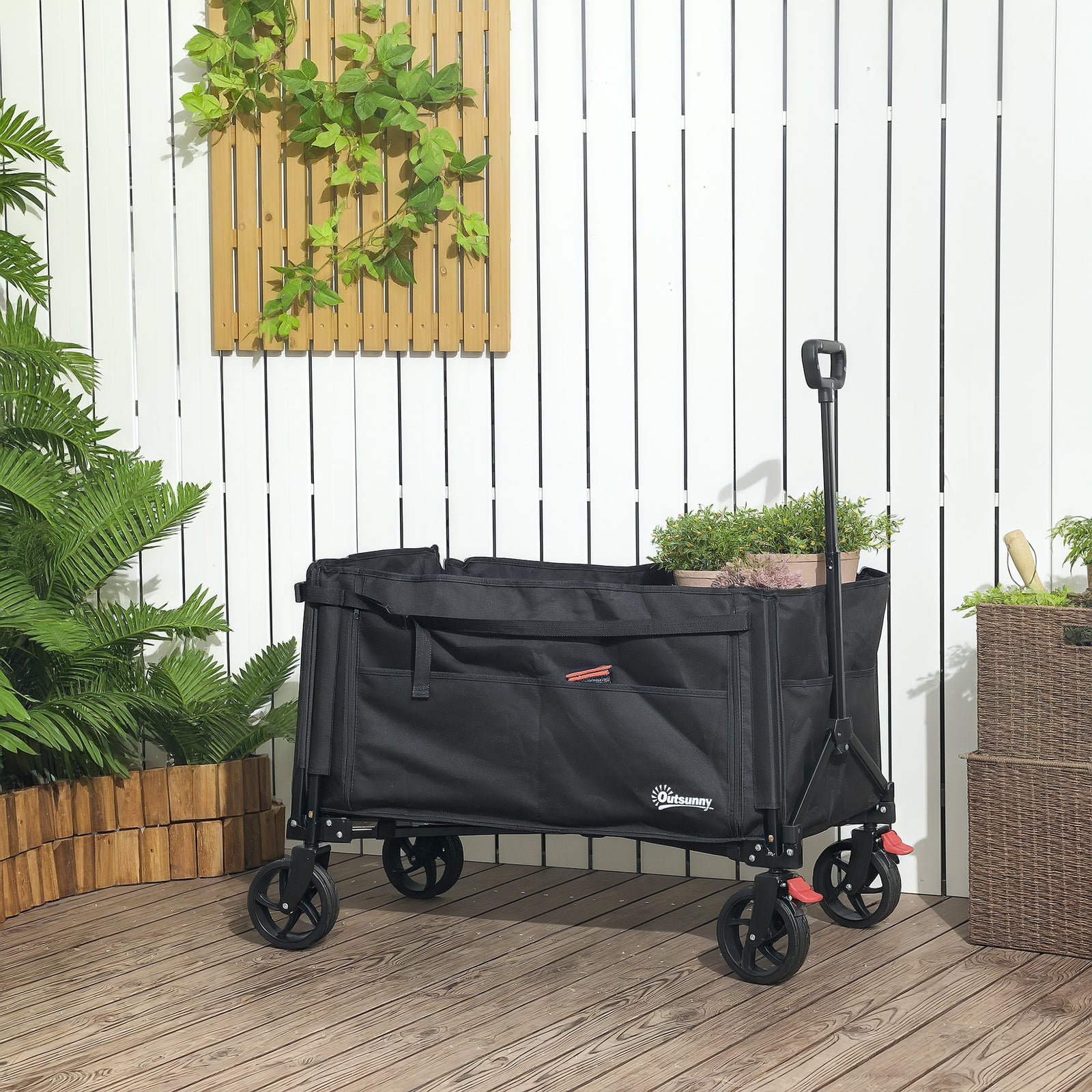 150l Folding Trolley, Collapsible Wagon | Black