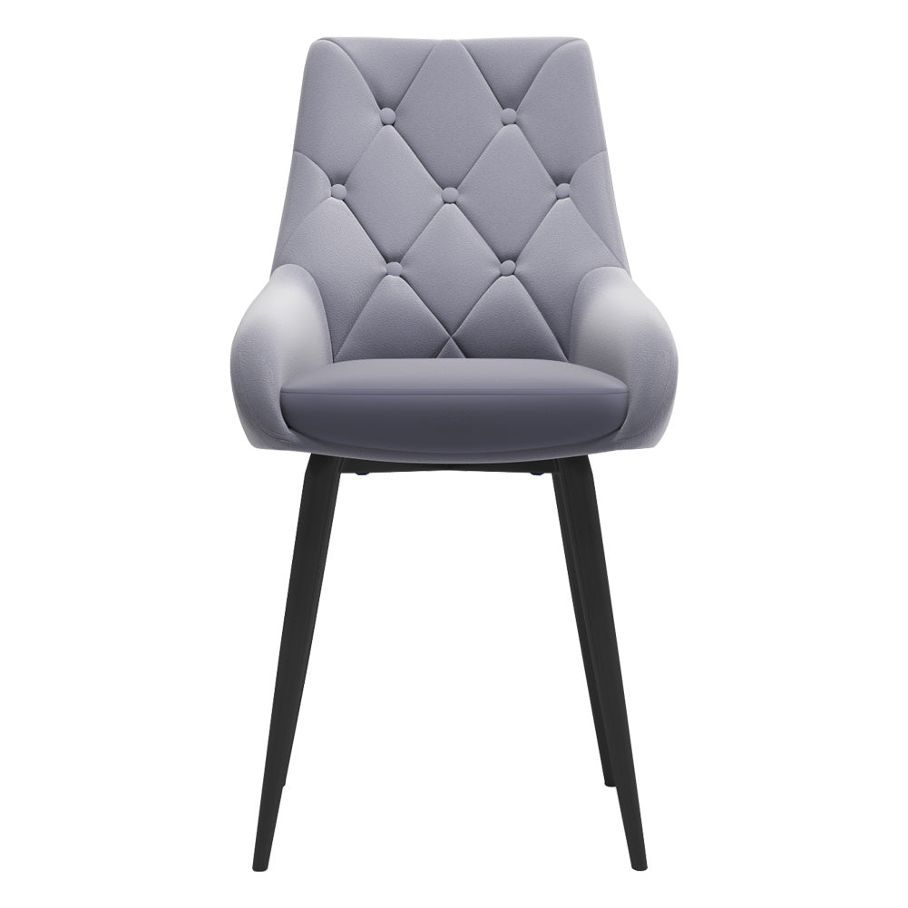 Velvet Metal Legs Button Upholstered Dining Chair, Set Of 2