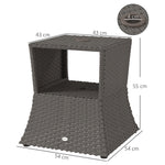 Rattan Wicker Tea Coffee Table W/ Umbrella Hole | Dark Grey