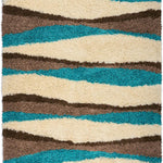 California Wave Geometric Shaggy Rug Deep Pile | 200cm x 290cm | Teal