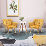 Velvet-feel Accent Chair With Arms Slanted Back Wood Legs | One Size | Yellow