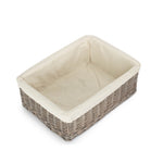 Large Wicker Grey Wash Lined Storage Tray | Large | Gray