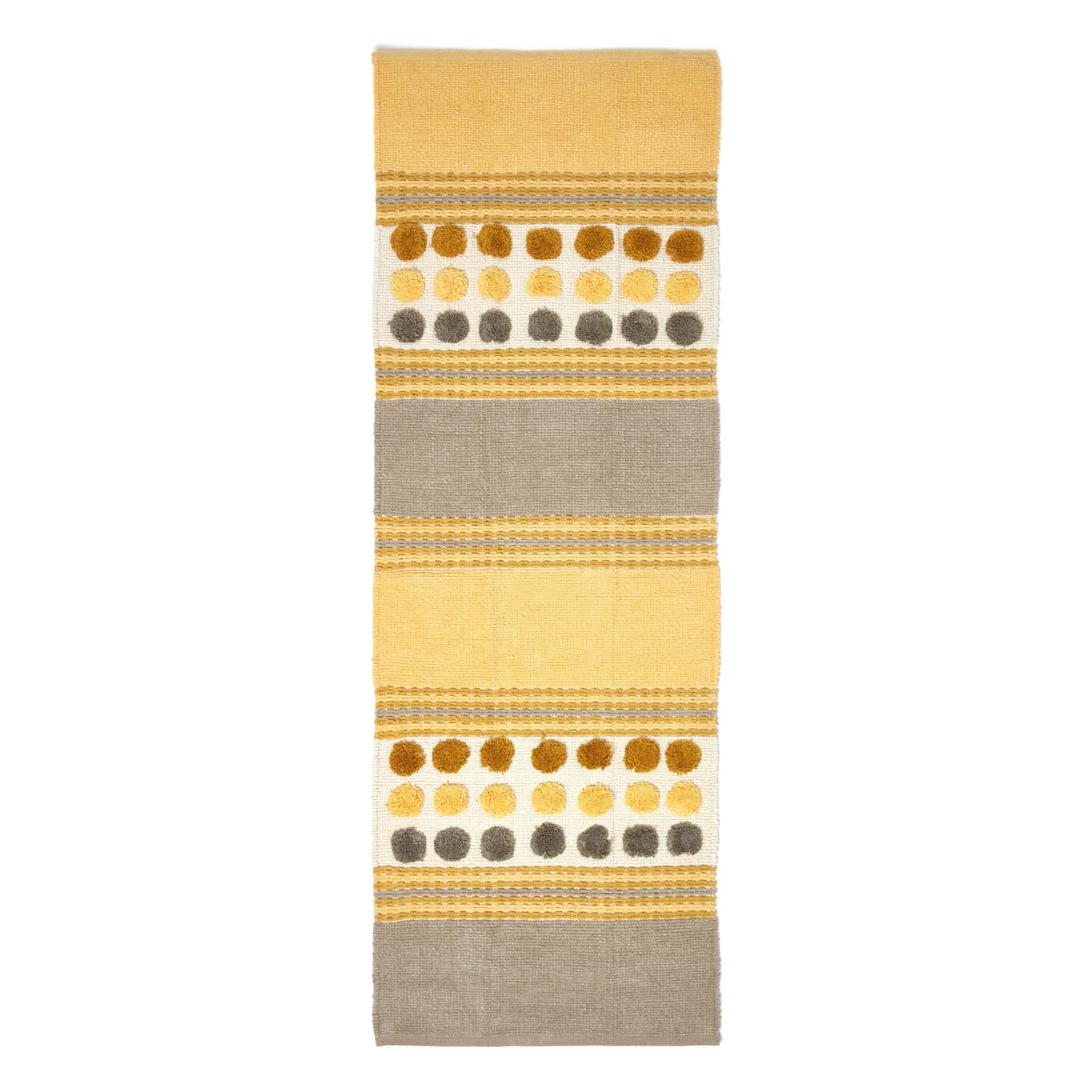 Cotton Chenille Striped Tufted Circle Rug | 200cm | Mustard