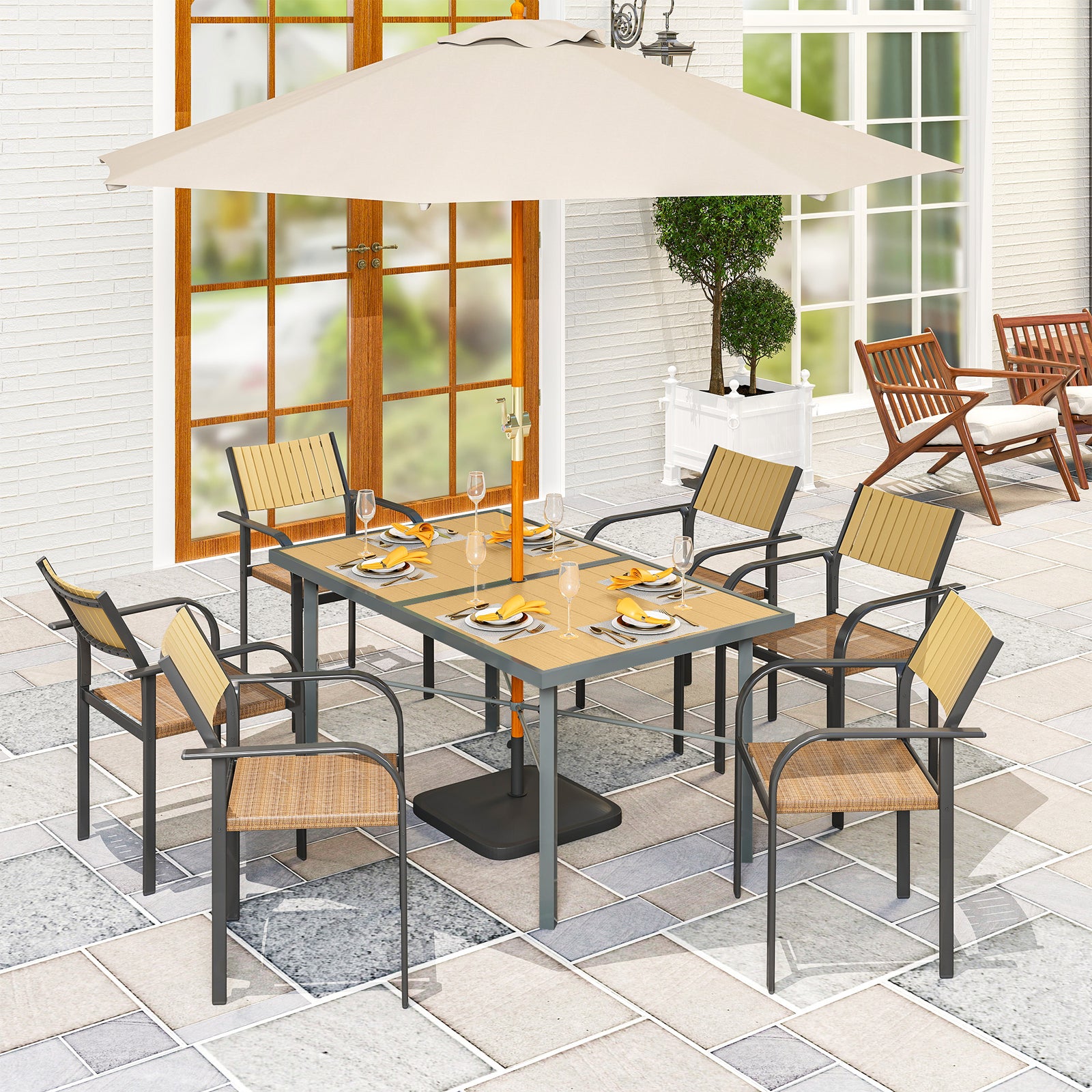 150x90cm Outdoor Table, Wood Effect, Rust-resistant