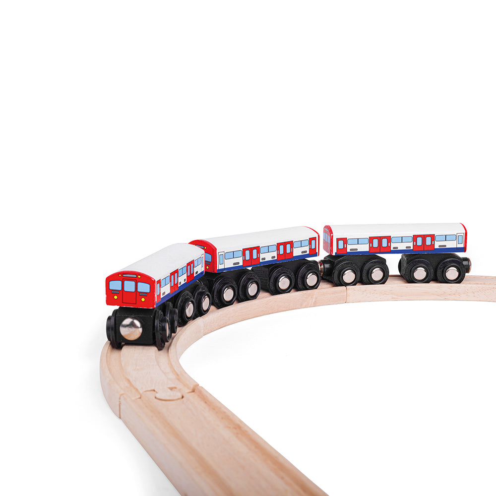 Wooden Underground Train Engine & Carriages