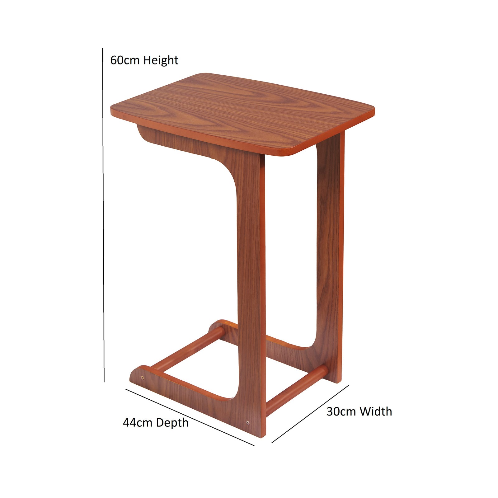 C Shaped Sofa Side Table Oak Veener Finish | Brown