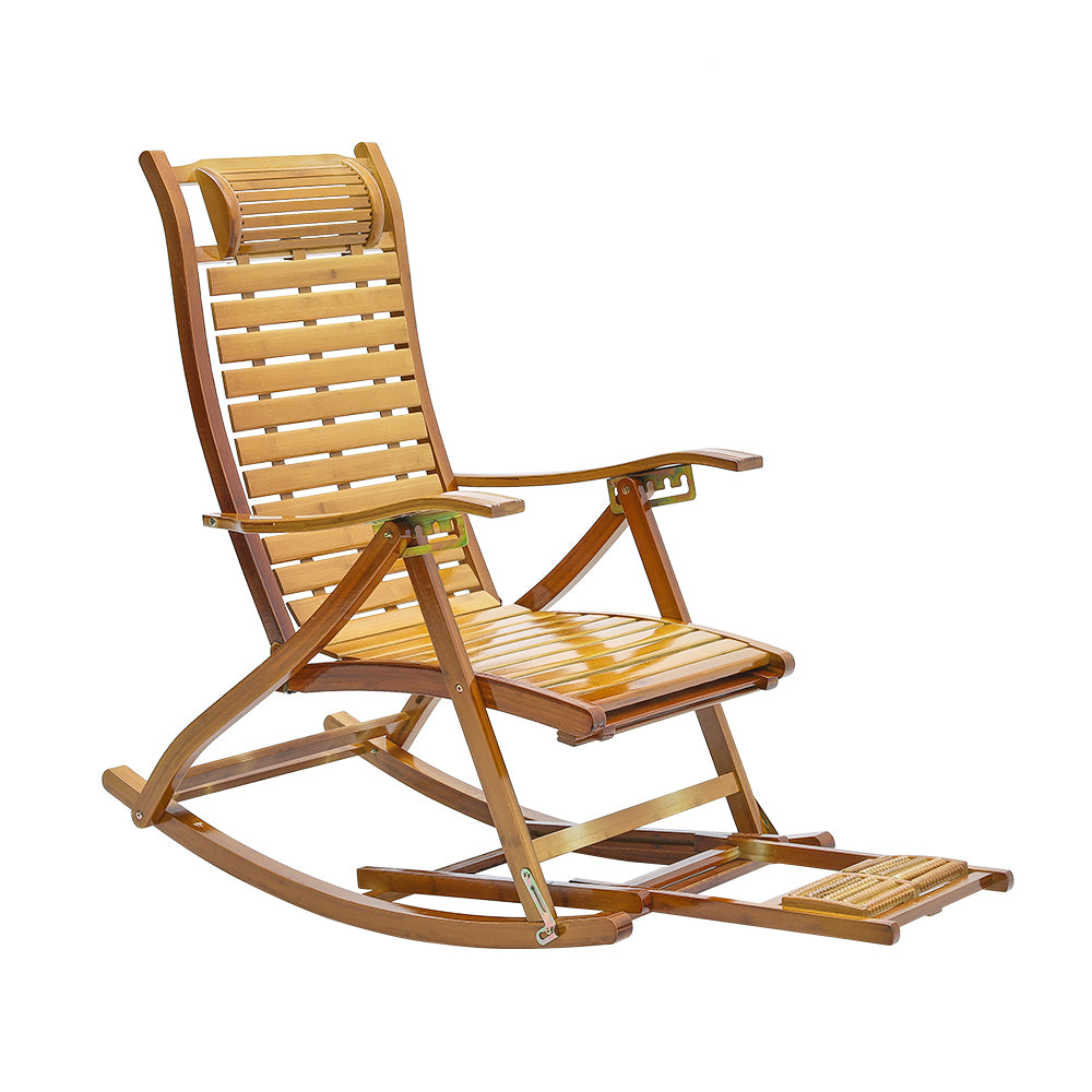 Bamboo Rocking Chair Foldable Recliner | One Size | Light Brown