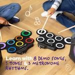 Wicked Gizmos Electronic Drum Kit Roll Up Mat W/ Demo Songs & Sticks Multicolour