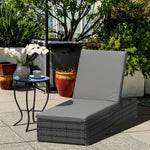 Garden Sun Lounger Rattan Recliner Lounger Chair | Grey