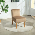 Corina Velvet Fabric Armless Accent Chair | Light Brown