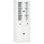 Storage Cabinet With Shelves, Drawer, Glass Door