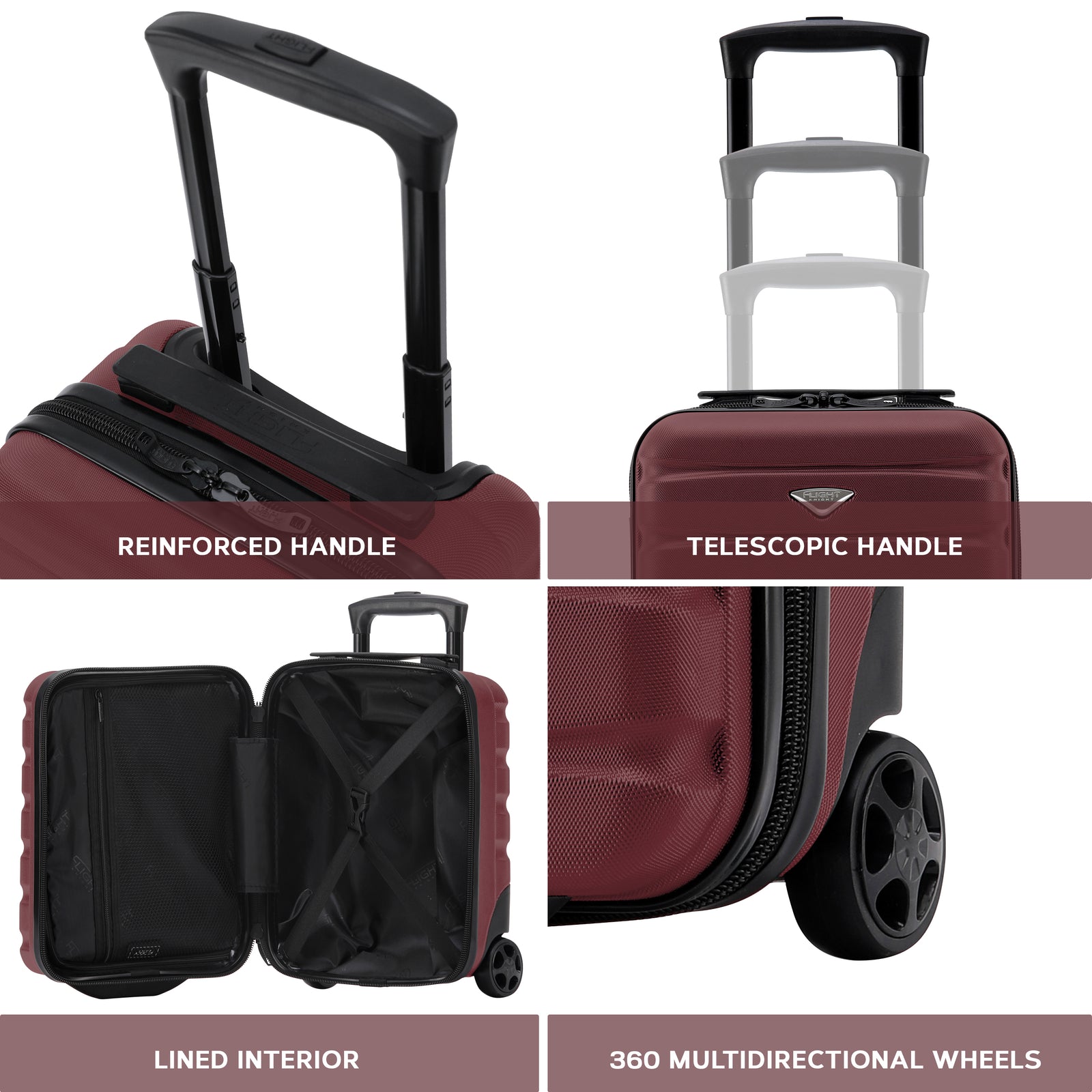 45x36x20cm Cabin Carry On Luggage with Medium Case and Large Size Check-in Hold Suitcase | Cabin | Burgundy