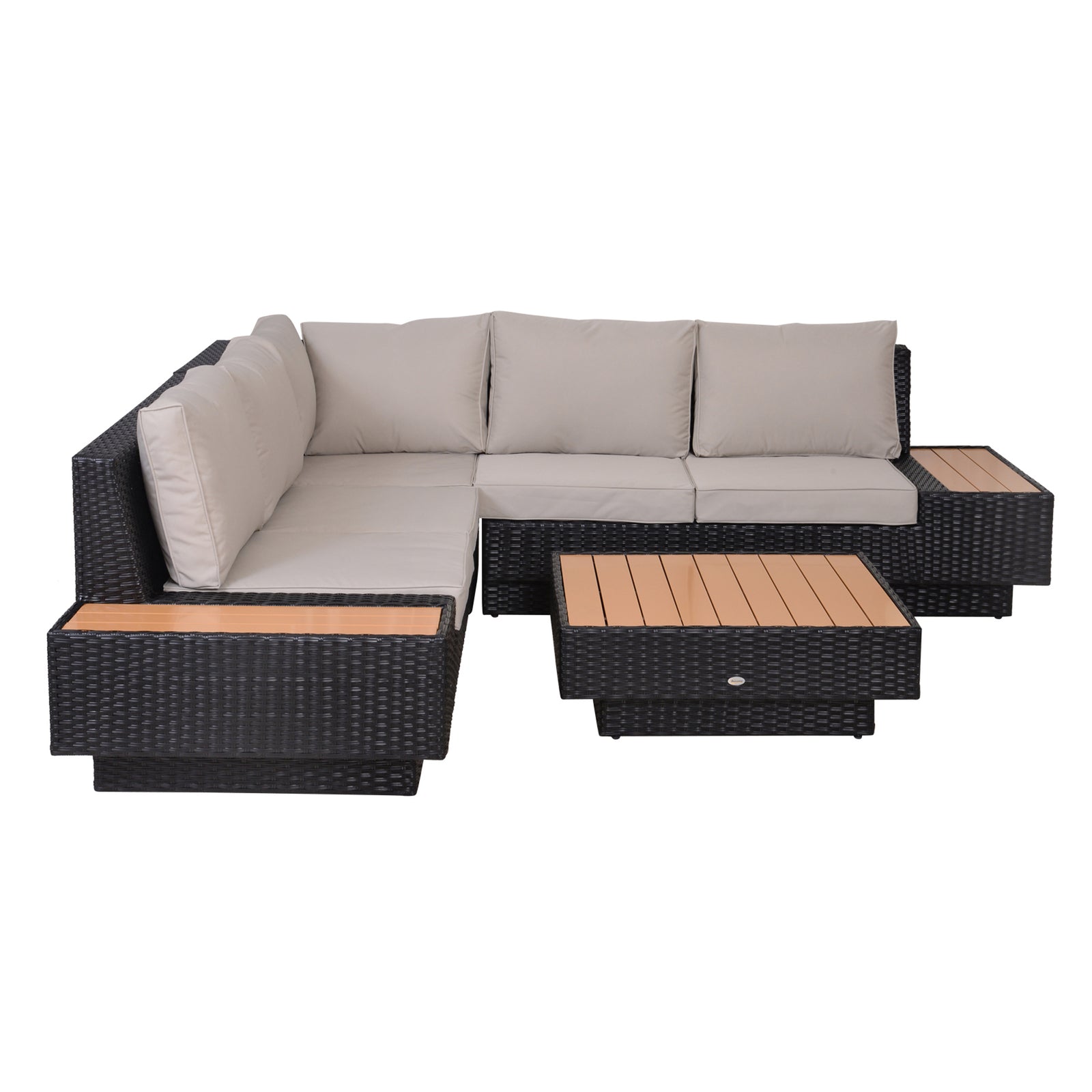 4pcs Rattan Sofa Set Garden Furniture Set W/ Armrest Cushion | Black