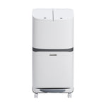 48l Double-layer Step-on Rubbish Bin With Odour Seal And Removable Liner, White