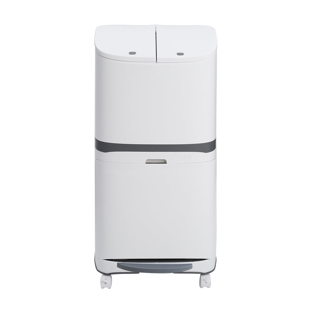 48l Double-layer Step-on Rubbish Bin With Odour Seal And Removable Liner, White