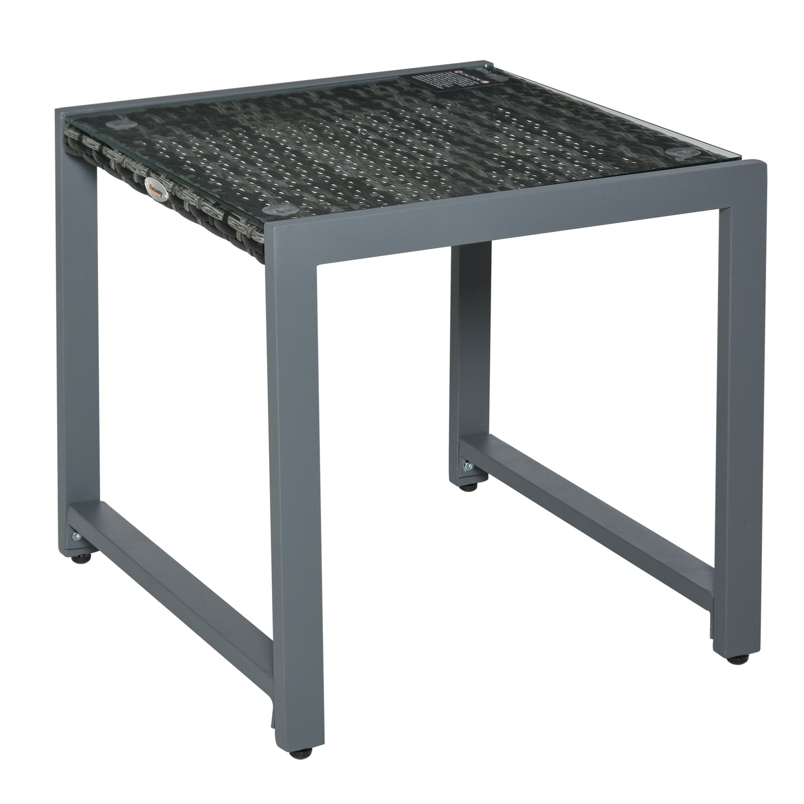 Rattan End Table Side Coffee Desk W/ Adjustable Foot Pads