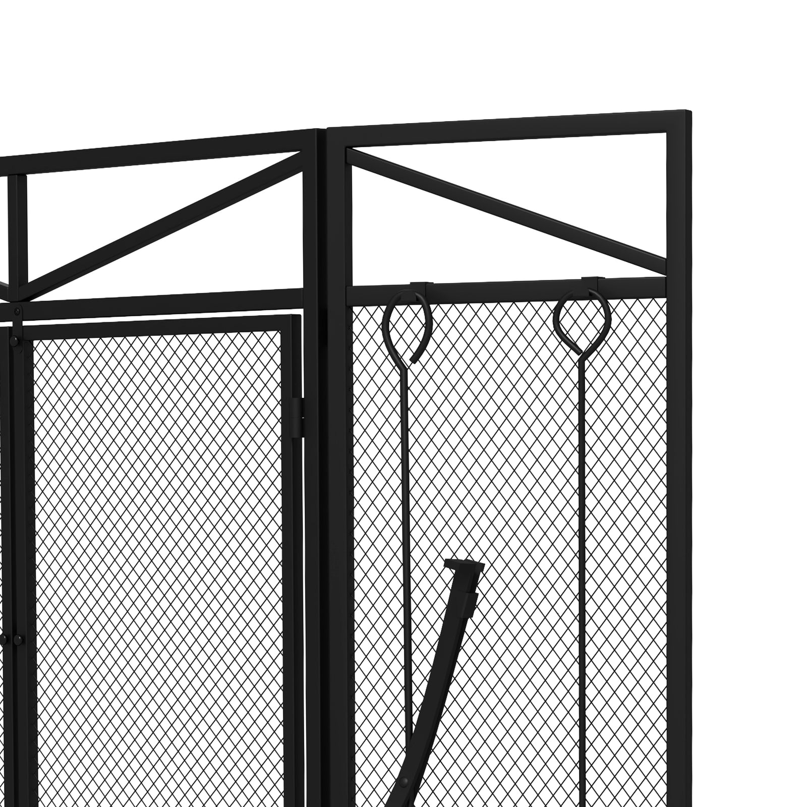 3 Panel Folding Fire Guard With Tool Doors Fire Screen