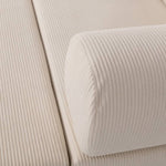 Corduroy Sofa Bed With Sliding Frame | High-resilience Foam Convertible Sleeper Sofa | Small | Beige